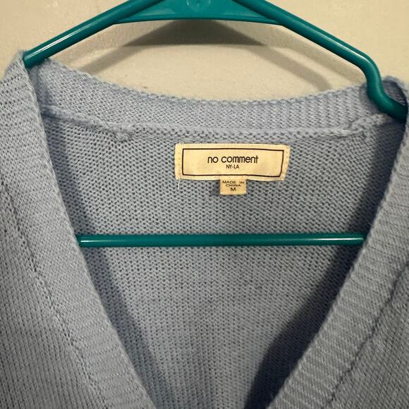 No Comment NY-LA Light Blue Sheep Print Cardigan Sweater Women's Size Medium - Picture 4 of 8